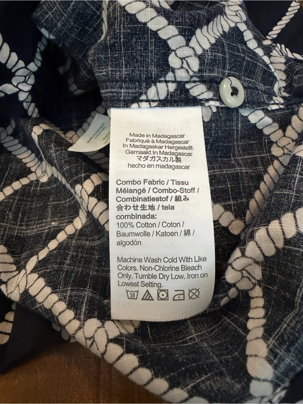 J. Crew Slub Cotton Camp Collar Button Up Shirt Mesh Rope Navy